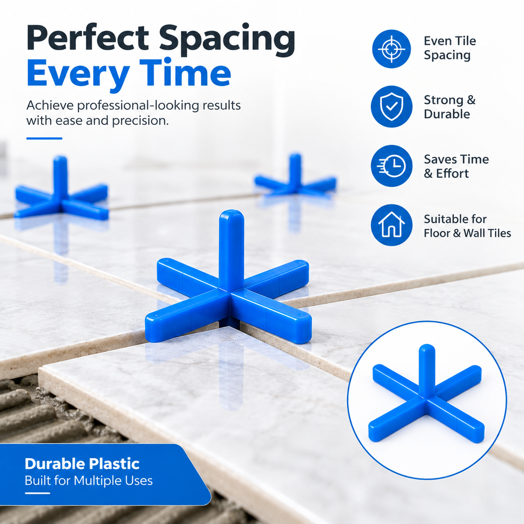 Tiled Up Tile Spacers with Arm – 1000 Piece Tile Spacing Set for Precise Grout Lines