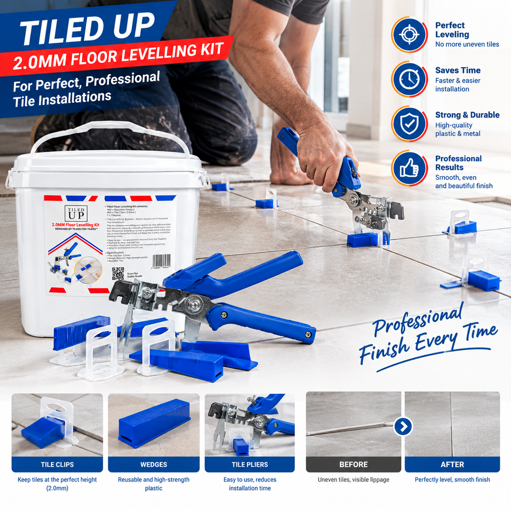 Tiled Up Tile Levelling System with Plier, 400 Clips &amp; 200 Reusable Wedges